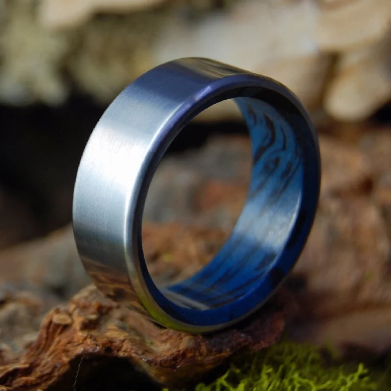 Code Blue Black | Men's Blue Black M3 Mokume Gane & Titanium Wedding Ring