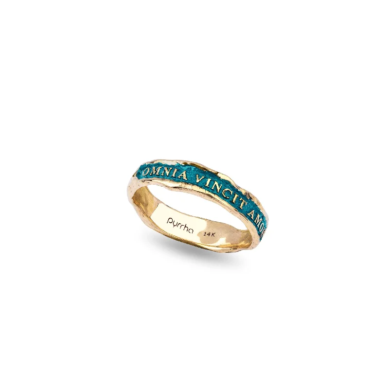 Love Conquers All 14K Gold Narrow Texture Band Ring - True Colors