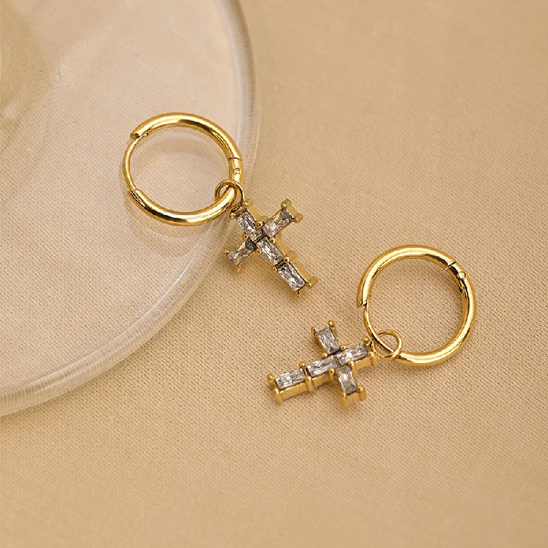 Cross Hoop Earrings