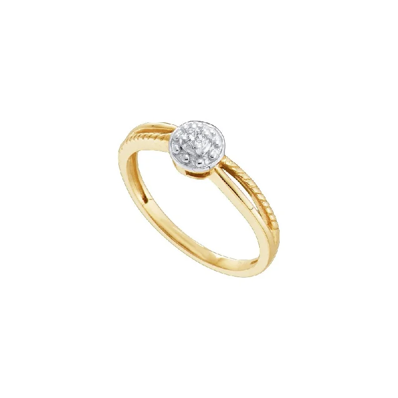 10k Yellow Gold Womens Round Diamond Solitaire Promise Ring (1/20 Cttw, G-H Color, I2-I3 Clarity)