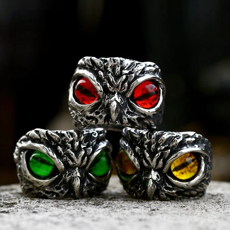 Men's Punk Owl Ring