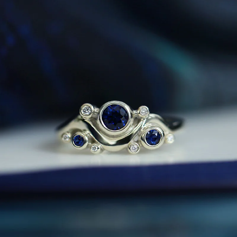 Cosmos Galaxy Sapphire & Diamond Ring in 9ct White Gold