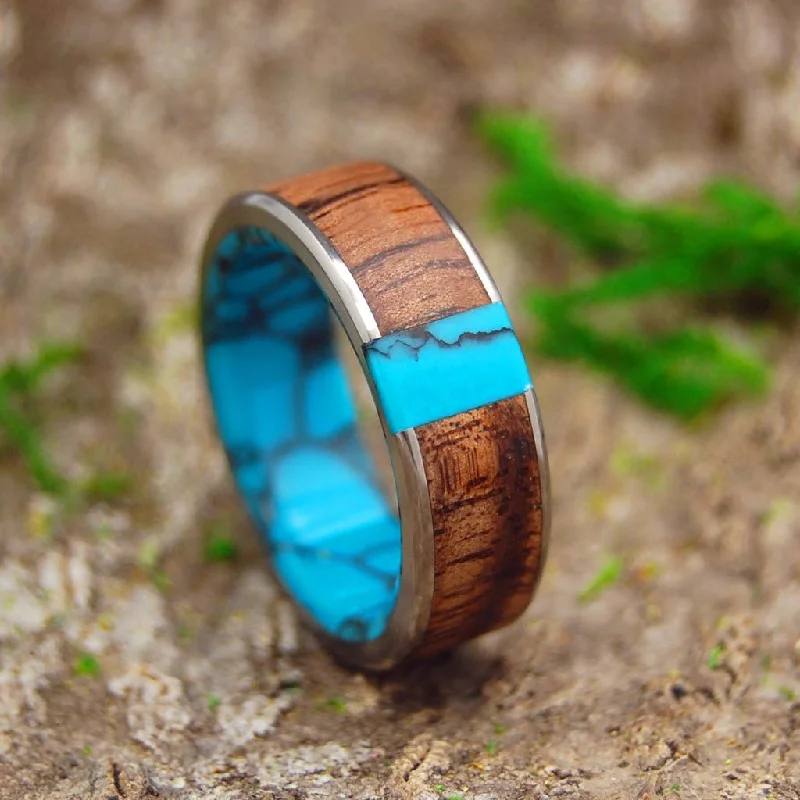 When We Met | Men's Koa Wood, Turquoise & Titanium Wedding Ring