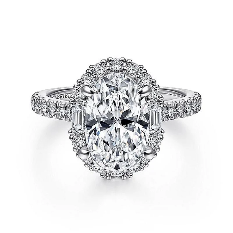 14K White Gold 'Hamilton' Halo Oval Diamond Engagement Ring