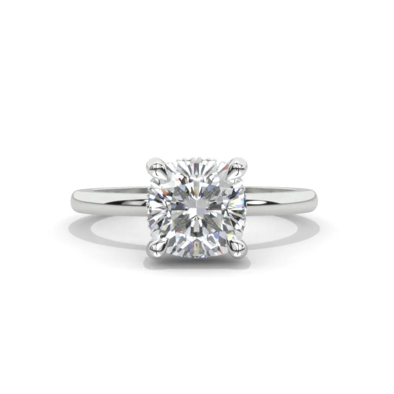 2 Carat Cushion Cut  Hidden Halo Giliarto Moissanite  White Gold Engagement  Ring