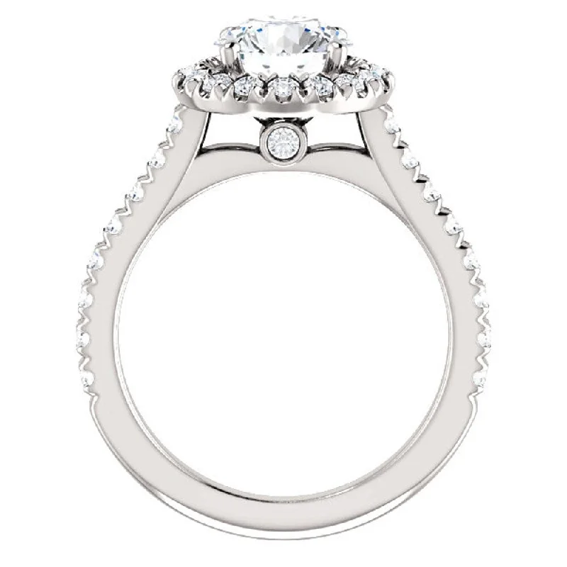 Certified 2 1/2Ct Halo Diamond Round Engagement Ring White Gold Lab Grown