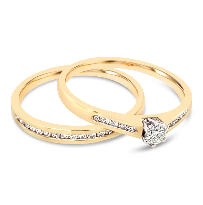 9ct Yellow Gold Diamond Duo Set Rings