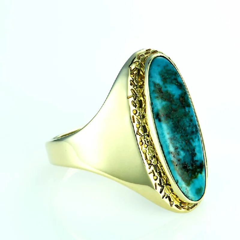 14kt Gold Turquoise Men's Ring