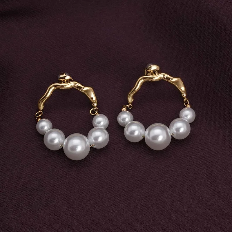 Timeless Pearl Gold Hoop Earrings