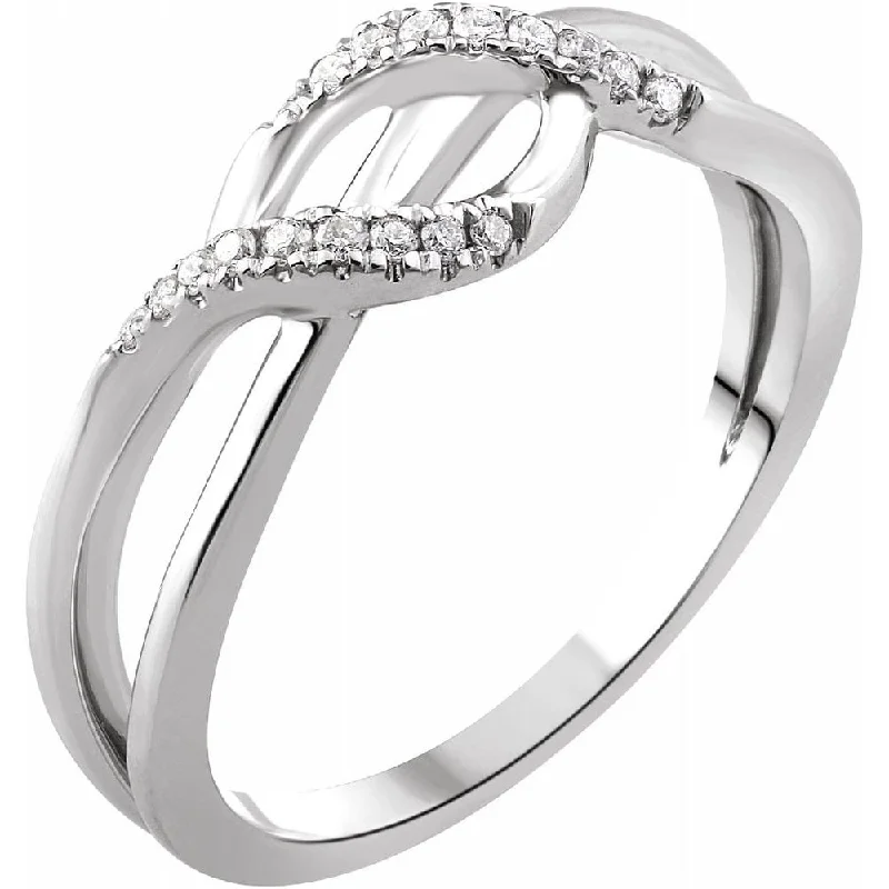 14K White Gold 1/10 CTW Diamond Criss-Cross Ring for Women