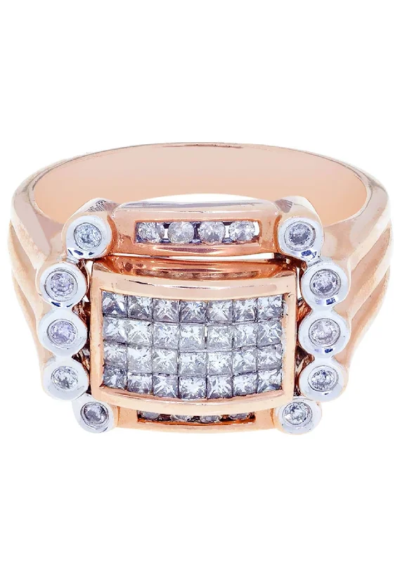 Rose Gold Mens Diamond Ring / Pinky Diamond Ring| 0.85 Carats