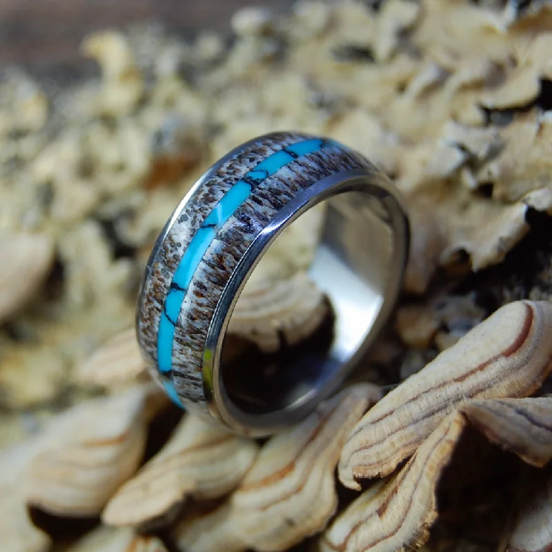 Good Moose | Men's Turquoise, Moose Antler & Titanium Wedding Ring