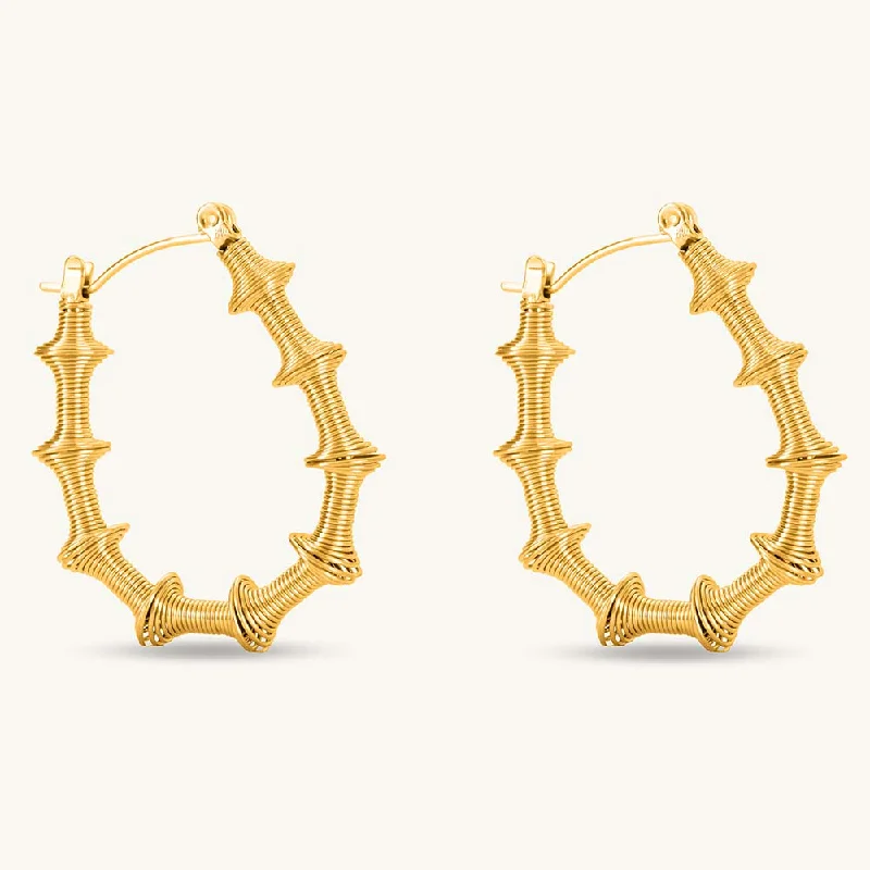 Stylish Gold-Toned Textured Hoop Earrings