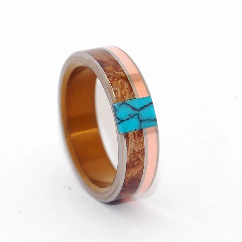 Copper Maple Tree | Men's Maple Wood, Turquoise, Copper & Titanium Wedding Ring