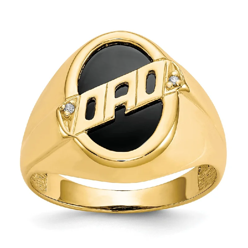 10k Yellow Gold Men's Diamond and Black Onyx DAD Ring