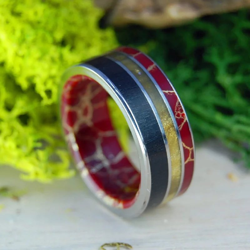 Lixx | Men's African Ebony, Tiger Eye, Jasper Stone & Titanium Wedding Ring