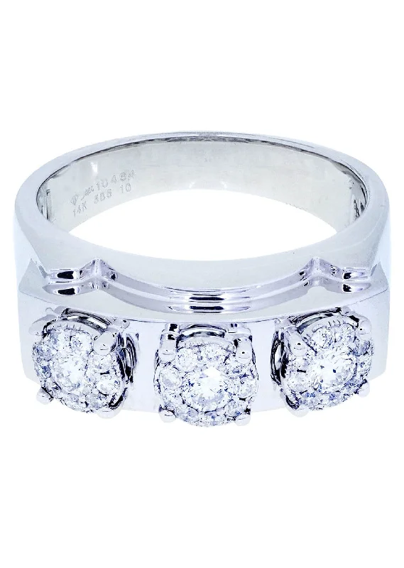 White Gold Mens Diamond Ring| 0.69 Carats| 10.5 Grams