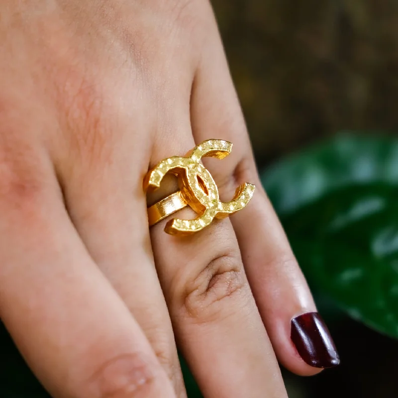 Golden Hammered Dual C Ring