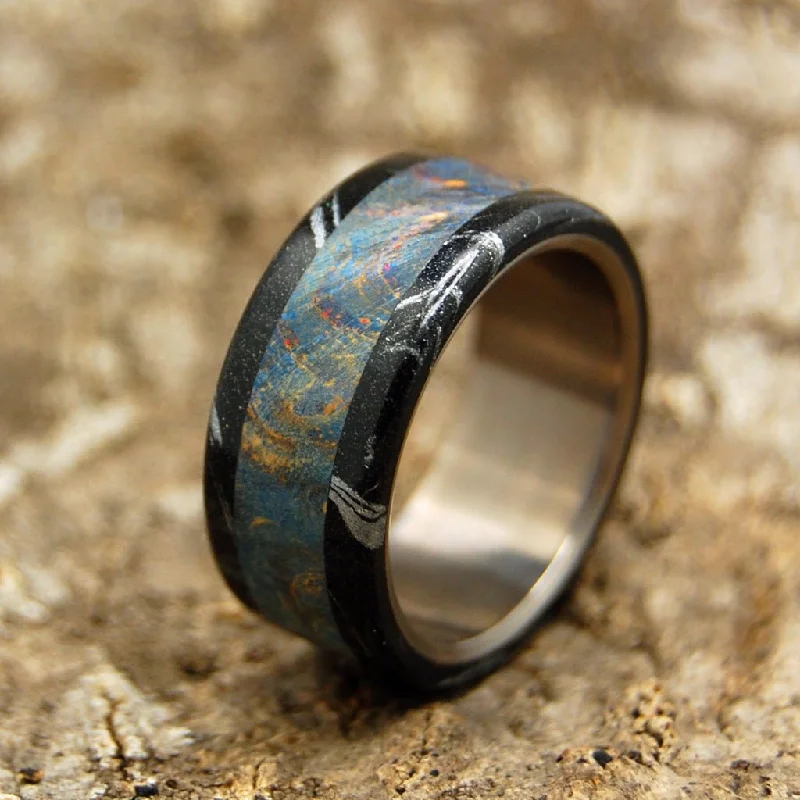 Greek God | Men's Dark Blue Wood & Titanium Wedding Ring