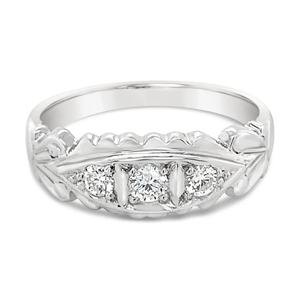 9ct White Gold Three Diamond Ring