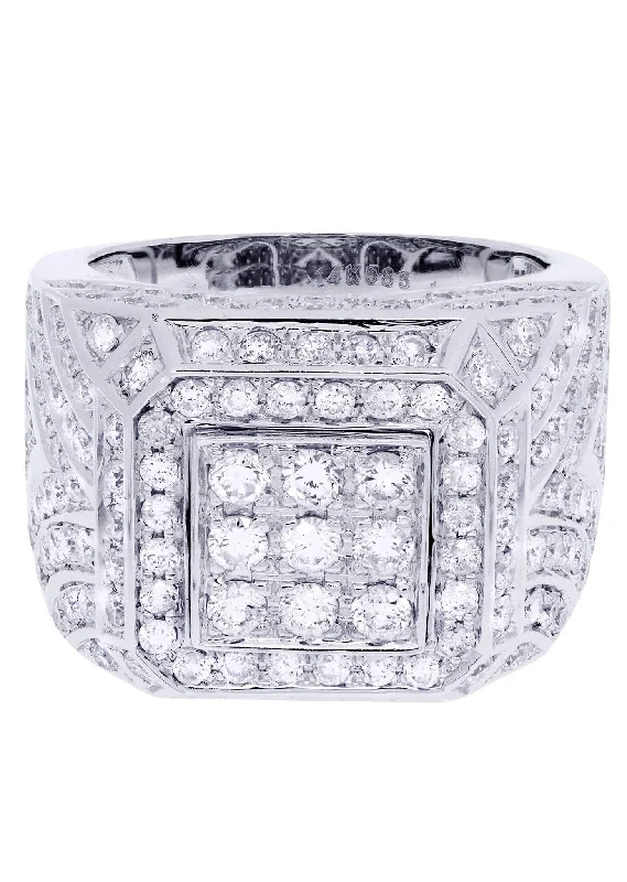 White Gold Mens Diamond Ring| 3.36 Carats| 16.25 Grams