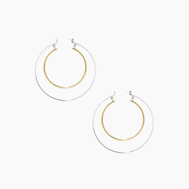 Sterling Silver Double Big Hoop  Earrings