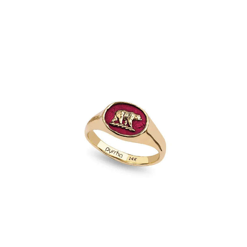 Mother Bear 14K Gold Signet Ring - True Colors