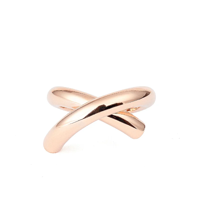 Cross Loop Medium Plain 18K Rosegold Ring