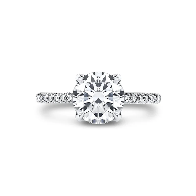 14K White Gold 'Jasmine' Hidden Halo Round Natural Diamonds Natural Diamonds Engagement Ring