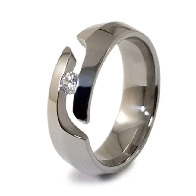 Pyramid Journey Cut Titanium Ring