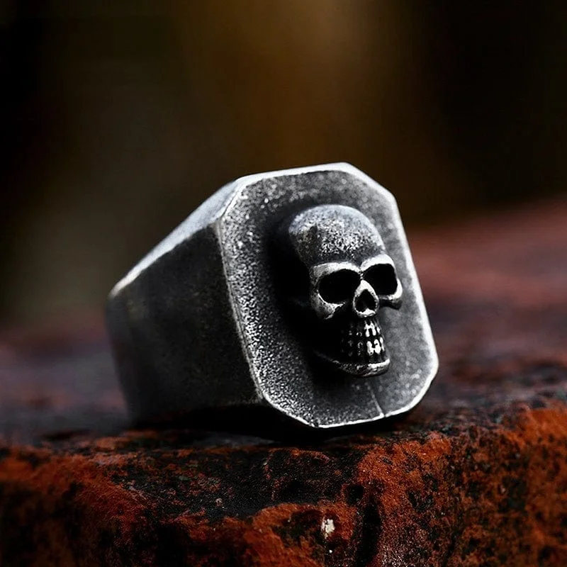 Men's Punk Distressed Skull Ring