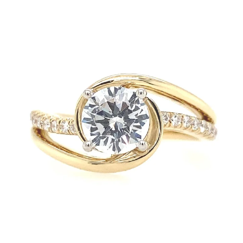 14K Yellow Gold 'Lucca' Bypass Round Diamond Engagement Ring