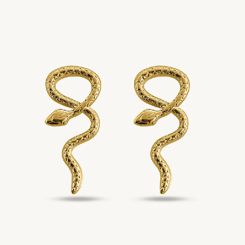 Gold Twisted Snake Stud Earrings