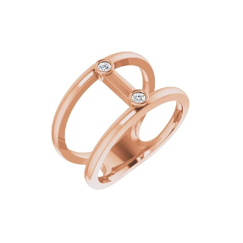 14K Rose Gold .06 CTW Diamond Two-Stone Negative Space Ring for Women