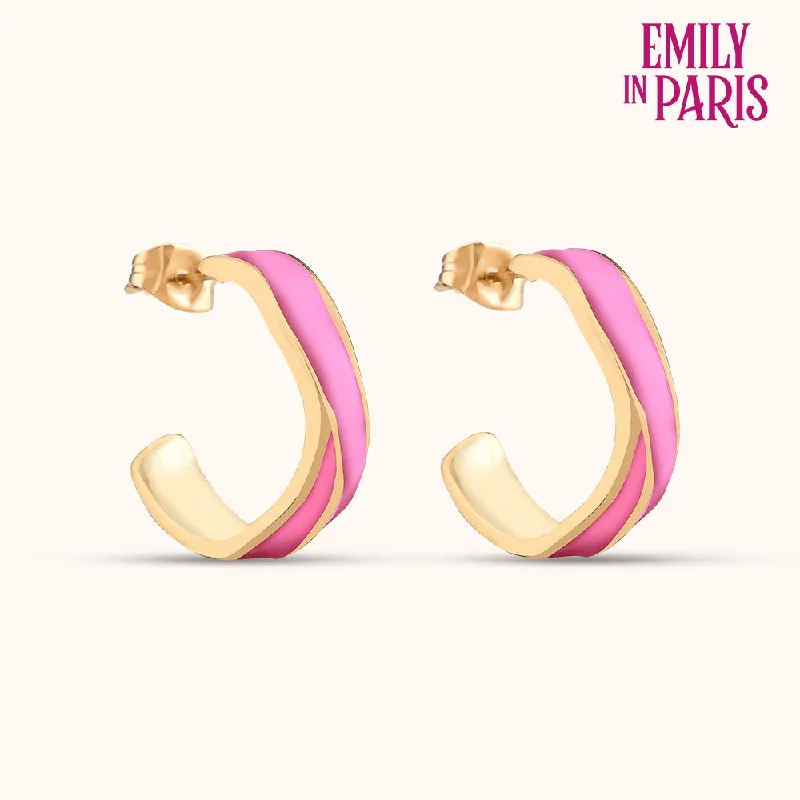 Pink Round Hoop Earrings