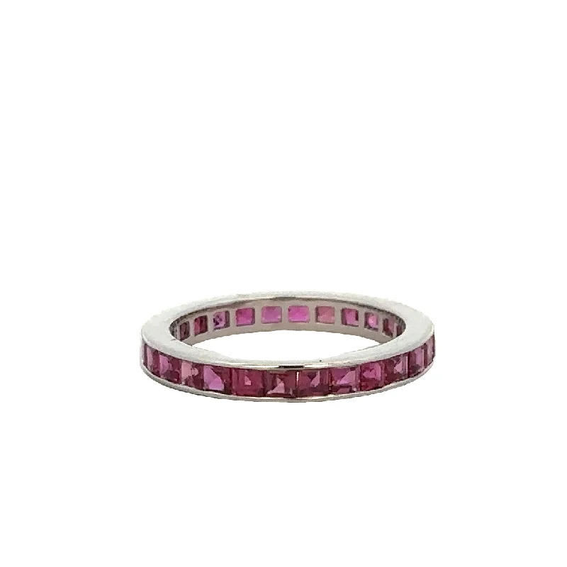 Vintage Platinum Ruby Eternity Band Size 6