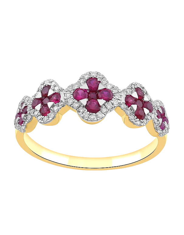 Ruby Ring - 10ct Yellow Gold Ruby & Diamond Ring - 787992