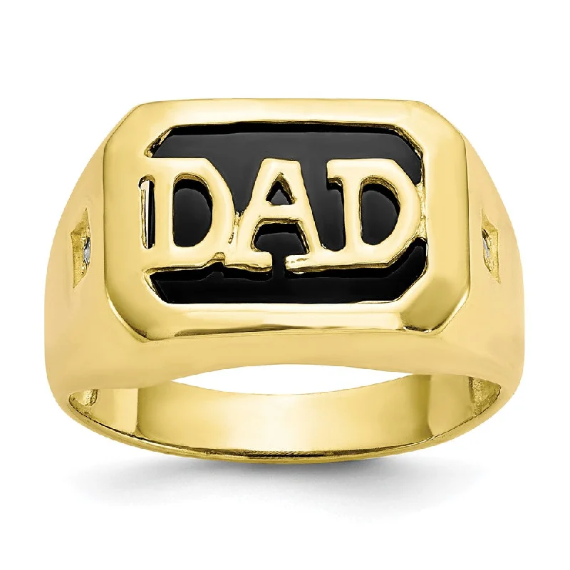 10k Yellow Gold Men's Diamond and Black Onyx DAD Ring