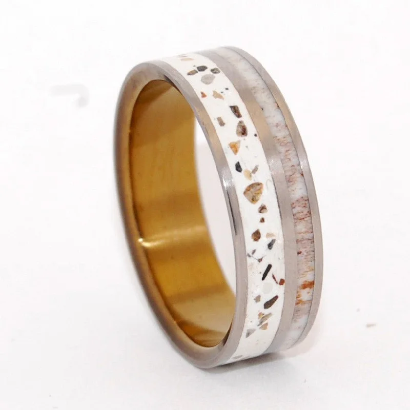 Ophir | Men's Crushed Canadian Forest Stones, Moose Antler & Titanium Wedding Ring