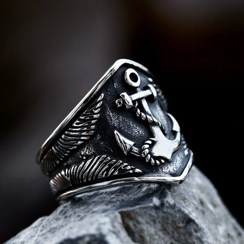 Men's Punk Viking Anchor Ring