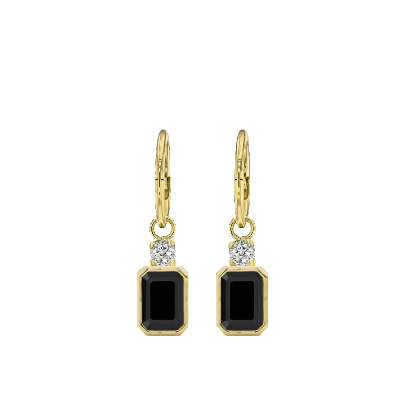 Bezel Spinel and Diamond Sleeper Earrings