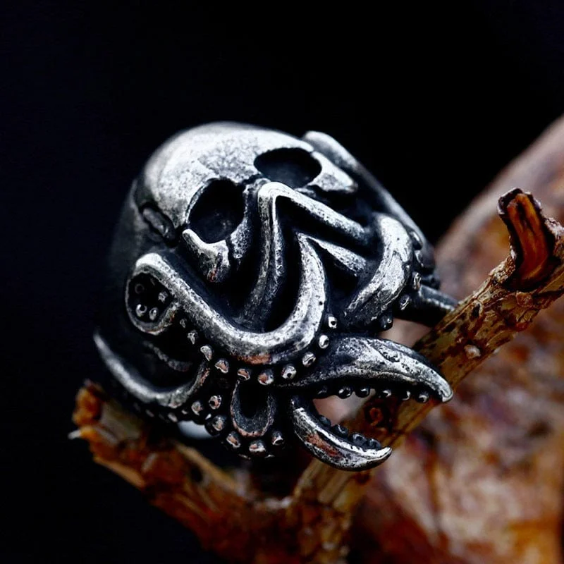 Men's Punk Octopus Skull Ring