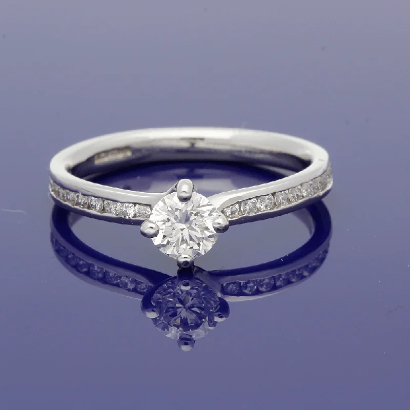 Platinum Certificated 0.39ct Diamond Solitaire Ring with Diamond Set Shoulders