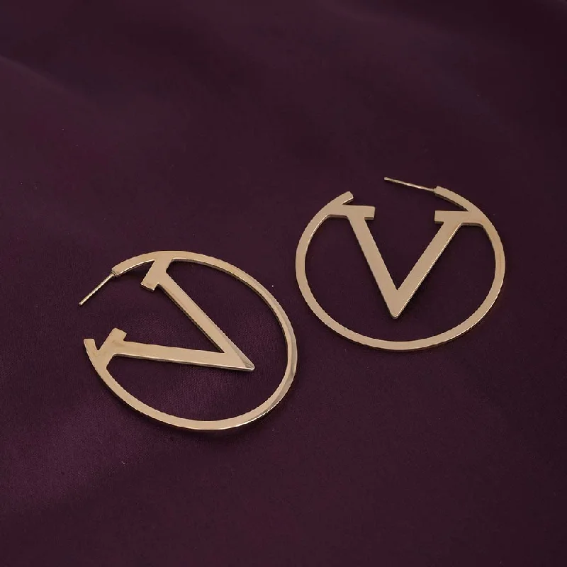 V Round Hoop Earrings