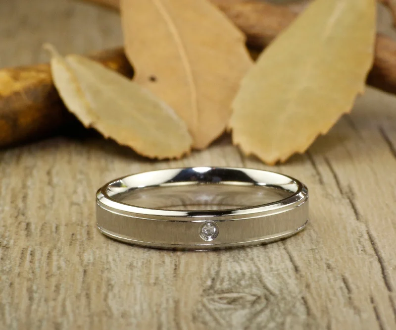 Handmade Matte Wedding Band, Women Ring, Couple Rings Set, Titanium Rings Set, Anniversary Rings Set