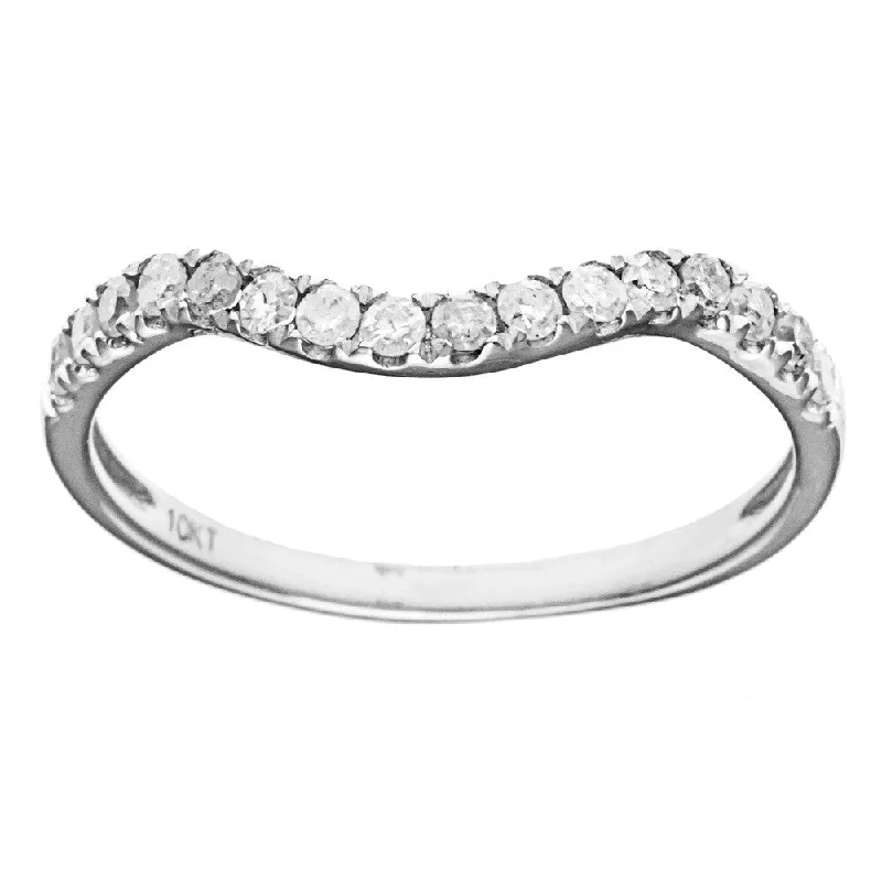 10k White Gold 1/3ct TDW Diamond Pave Curved Band (G-H, I1-I2)