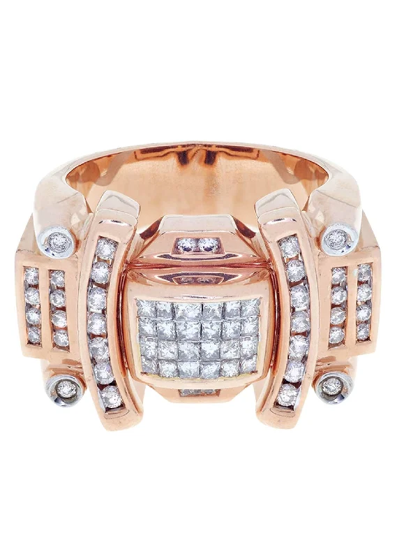 Rose Gold Mens Diamond Ring / Pinky Diamond Ring| 0.98 Carats