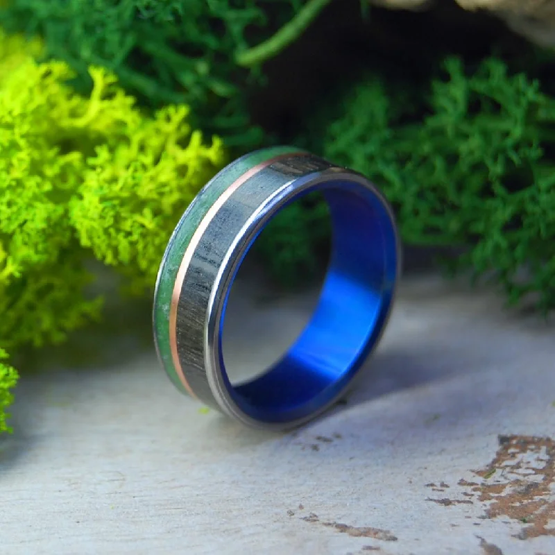 Connemara Marble Bog Blue | Men's Connemara Marble, Irish Bog Oak & Titanium Wedding Ring