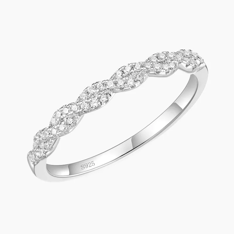 Sterling Silver Twisted Rope Half Eternity Ring