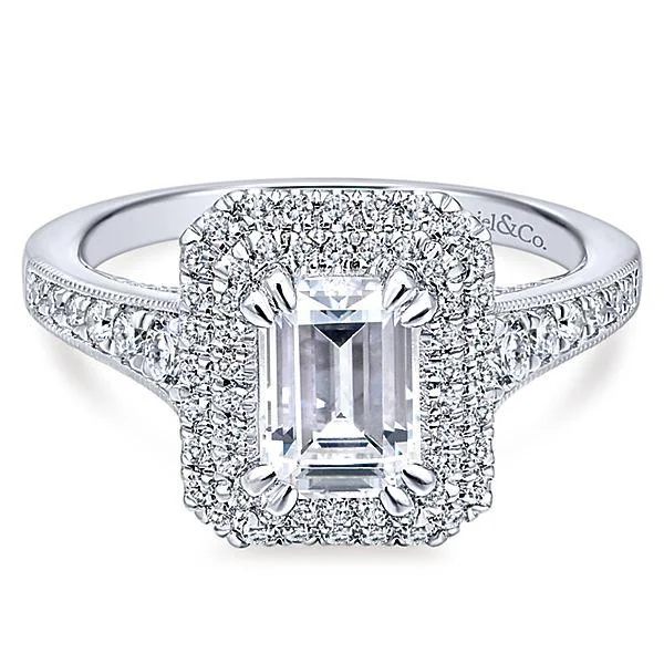 Emerald Cut Double Halo Diamond Ring .67 Cttw 384A